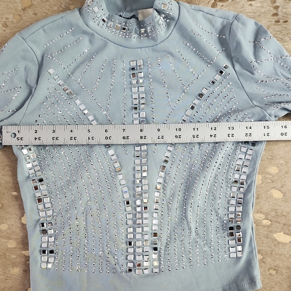 Elegant Blue Long Sleeve Top - Picture 4 of 6